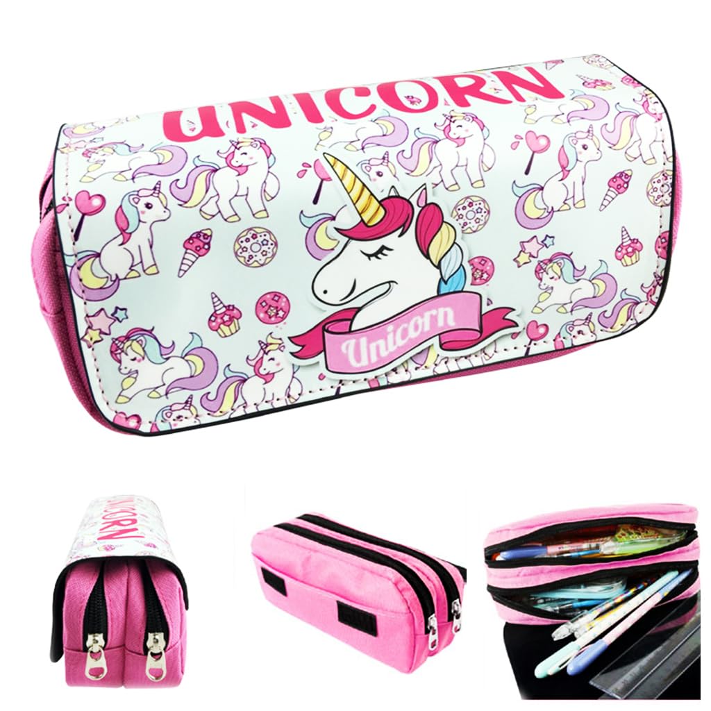 FANCYKU Unicorn Pencil Case - Unicorn Stationery Organizer with Large Capacity, Dual Layer Design and Fun Cartoon Print - Gift for Kids, and Students - Ideal for School, Office, or Travel FANCYKU Unicorn Pencil Case - Unicorn Stationery Organizer with Large Capacity, Dual Layer Design and Fun Cartoon Print - Gift for Kids, and Students - Ideal for School, Office, or Travel